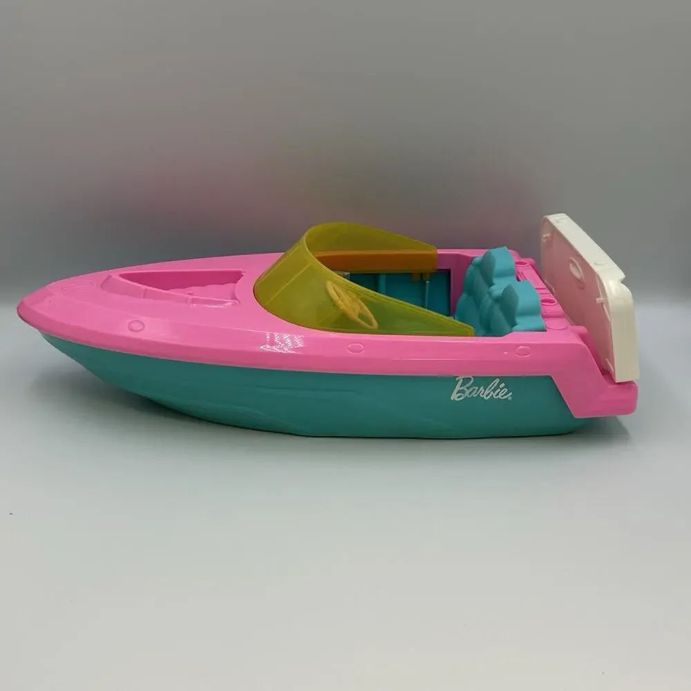 Mattel Barbie Doll Speedboat - Pink & Blue Toy Boat Beach Pool Summer Kids Girls